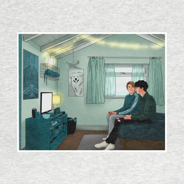 Nick and Charlie - heartstopper nick’s bedroom drawing by daddymactinus